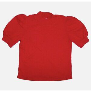 Vintage Cuddle Teen Girls Red Mock Neck Short Sleeve Top T-Shirt USA Made Size 7